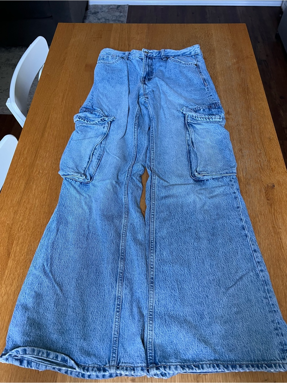 Zara Light Blue Cargo wide leg jeans